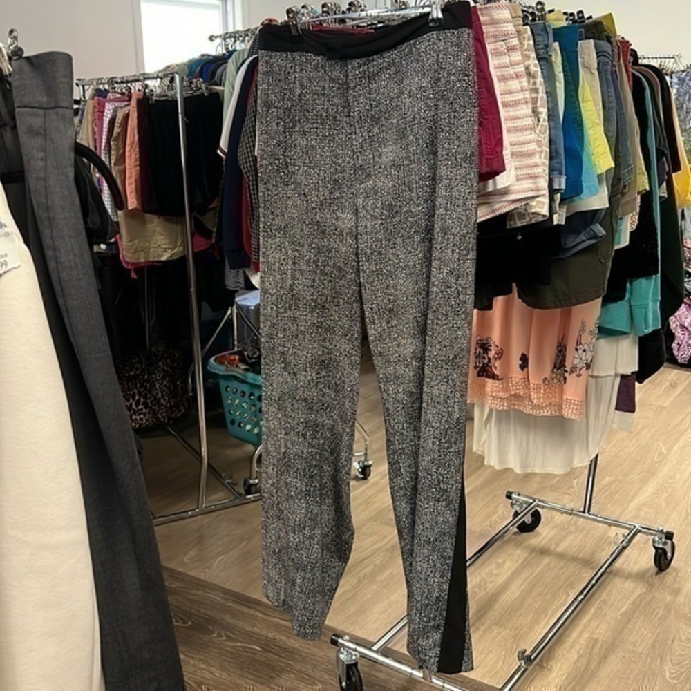 Catherine’s black and white dressy work pants with black stripe size 30 W
